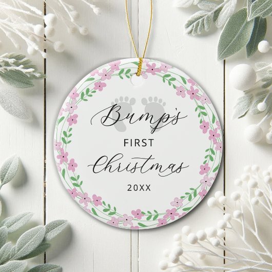 Baby Bump's eerste roze kerstvakantie Keramisch Ornament