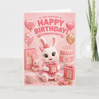 Baby Bun Buns Verjaardagskaart voor Meisjes met Mo Kaart