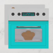 Baby Bun Recipe Invitation (aqua) Kaart (Voorkant / Achterkant)