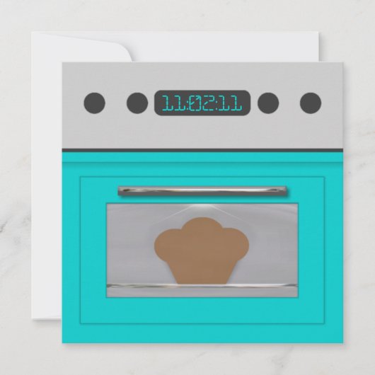 Baby Bun Recipe Invitation (aqua) Kaart (Voorkant)