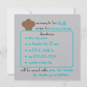 Baby Bun Recipe Invitation (aqua) Kaart (Achterkant)