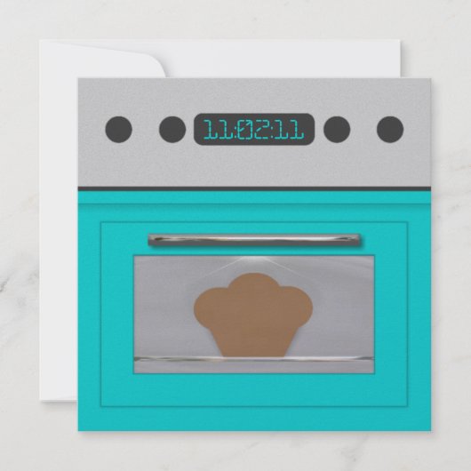 Baby Bun Recipe Invitation (aqua) Kaart (Voorkant)