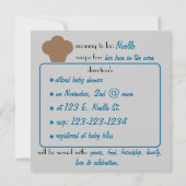 Baby Bun Recipe Invitation (blauw) Kaart (Achterkant)