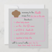 Baby Bun Recipe Invitation (lichtroze) Kaart (Achterkant)
