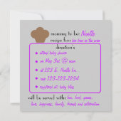 Baby Bun Recipe Invitation (paars) Kaart (Achterkant)