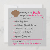 Baby Bun Recipe Invitation (roze) Kaart (Achterkant)