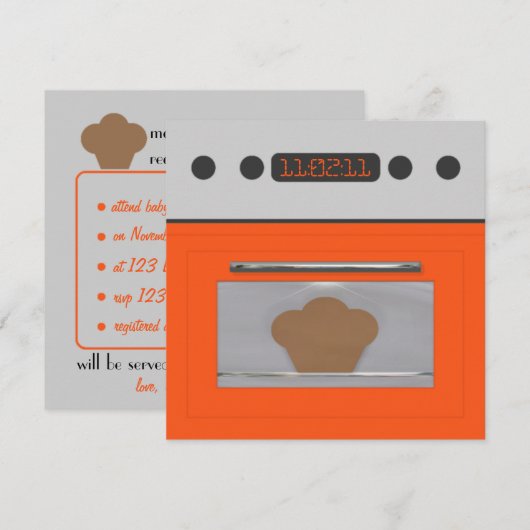 Baby Bun Recipe Uitnodiging (sinaasappel drie) (Voorkant / Achterkant)