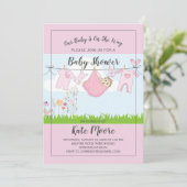 Baby bundel Baby shower Roze modern script Kaart (Staand voorkant)