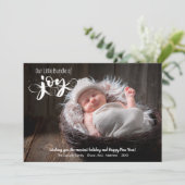 Baby bundel Joy Script Photo Feestdagenkaart (Staand voorkant)