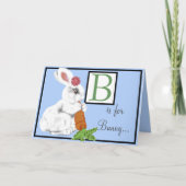 Baby Bunny Alphabet Letter Blue past aan Kaart (Voorkant)