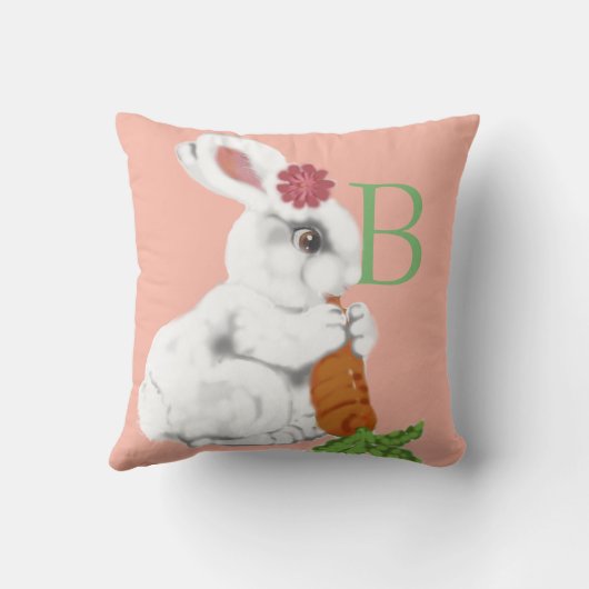 Baby Bunny Alphabet Letter Child Pink Kussen (Achterkant)
