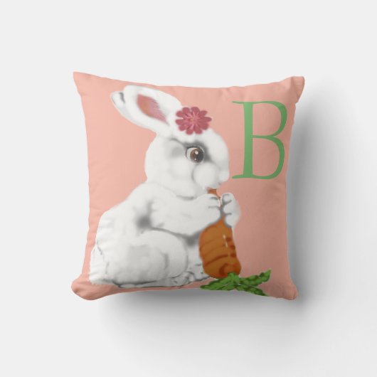  Baby Bunny Alphabet Letter Child Pink Kussen (Voorkant)