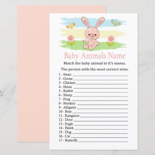 Baby bunny Baby Animals Name Game (Voorkant / Achterkant)