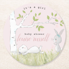 baby bunny baby shower ronde kartonnen onderzetter