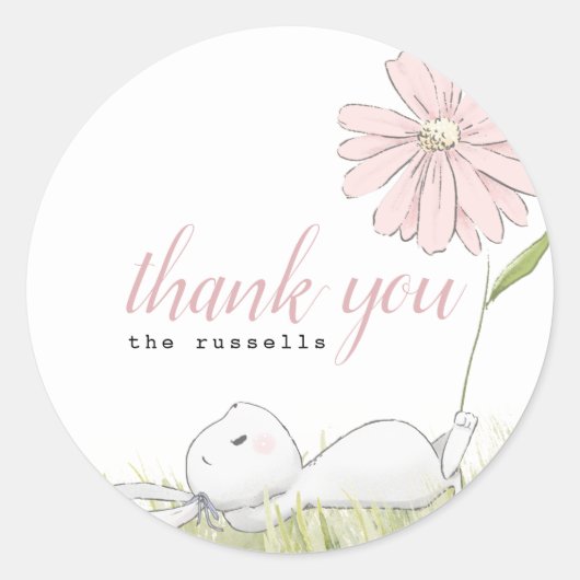 baby bunny baby shower ronde sticker (Voorkant)