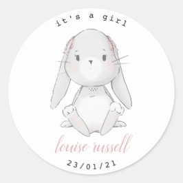 baby bunny baby shower ronde sticker