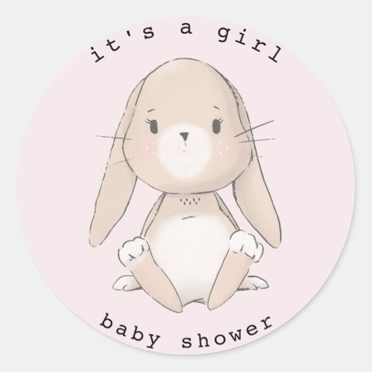 baby bunny baby shower ronde sticker (Voorkant)