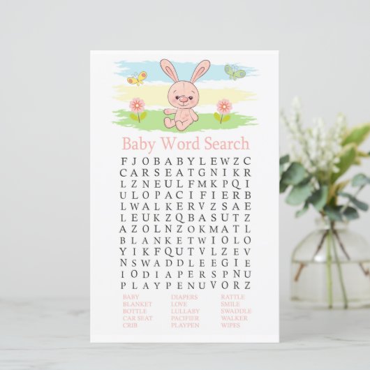 Baby bunny Baby shower Word Search Game (Staand voorkant)