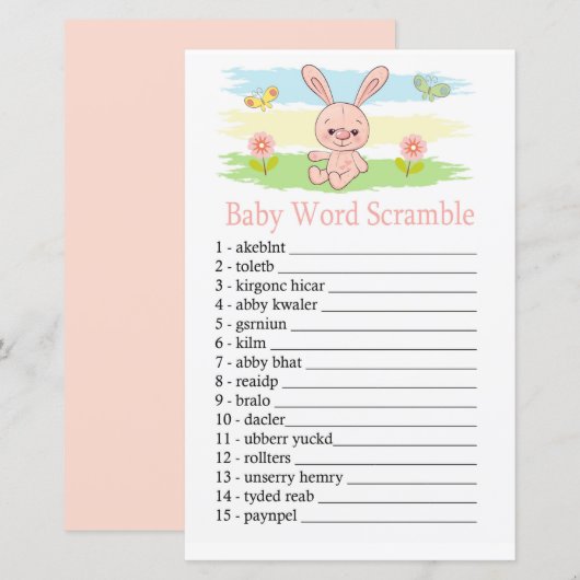 Baby bunny Baby word scramble game (Voorkant / Achterkant)
