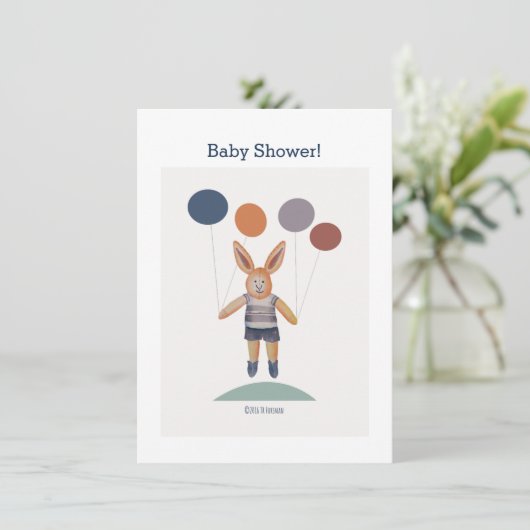baby Bunny ballon Douche uitnodiging (Staand voorkant)