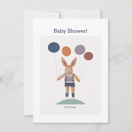 baby Bunny ballon Douche uitnodiging (Voorkant)