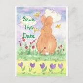 Baby Bunny Bewaar de datum Pet Rabbit Waterverf Aankondigingskaart (Voorkant)