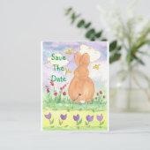 Baby Bunny Bewaar de datum Pet Rabbit Waterverf Aankondigingskaart (Staand voorkant)