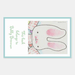 Baby bunny bookplate rechthoekige sticker