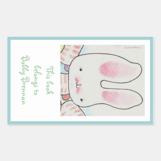 Baby bunny bookplate rechthoekige sticker (Voorkant)