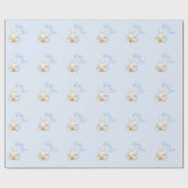 Baby Bunny Boy Blue Script Cute Baby shower Cadeaupapier (Vlak)