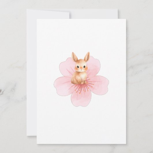 Baby Bunny Cherry Blossom Bloem Baby Meisje Douche Kaart (Achterkant)