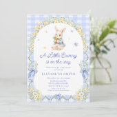 Baby Bunny Cute Rabbit Gingham Boy Baby Shower Kaart (Staand voorkant)