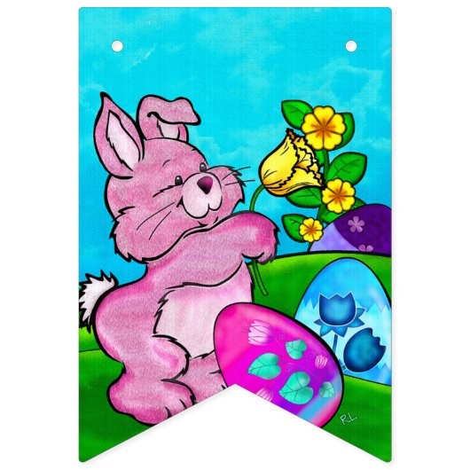 Baby Bunny Easter HAPPY EASTER Vlaggetjes (Eerste vlag)