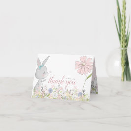 baby bunny floral baby shower bedankkaart