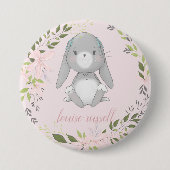 baby bunny floral baby shower ronde button 7,6 cm (Voorkant)