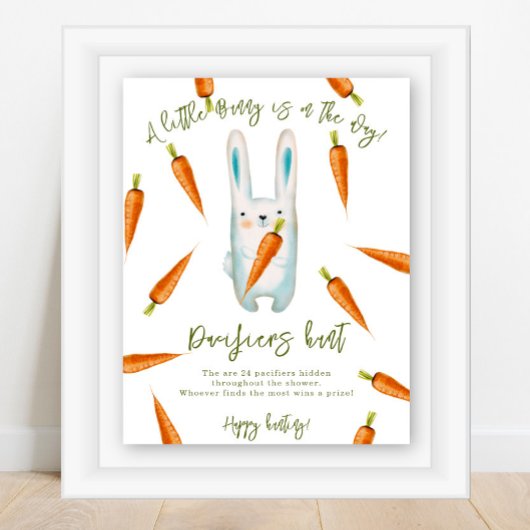 Baby Bunny - Fopspeen jacht spel baby shower Poster