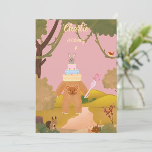 Baby Bunny Forest jarig Kaart (Staand voorkant)