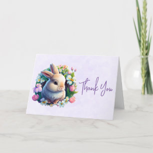Baby Bunny in Colorful Spring Flowers Dank je Kaart