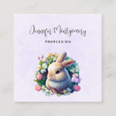 Baby Bunny in Colorful Spring Flowers Vierkante Visitekaartje (Voorkant)