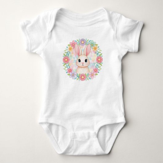 Baby Bunny in Floral Wreath Romper (Voorkant)