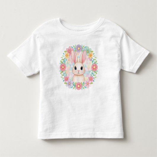 Baby Bunny in Floral Wreath T-Shirt (Voorkant)