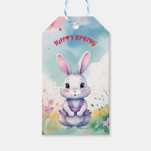 Baby Bunny in het voorjaar Cadeaulabel (Voorkant)