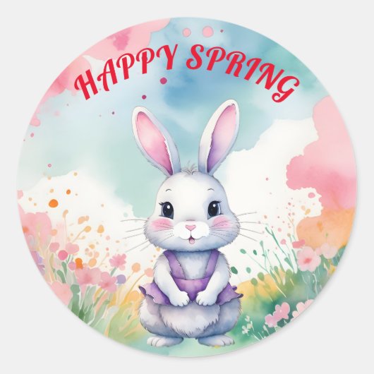 Baby Bunny in het voorjaar Ronde Sticker (Voorkant)