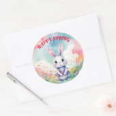 Baby Bunny in het voorjaar Ronde Sticker (Envelop)