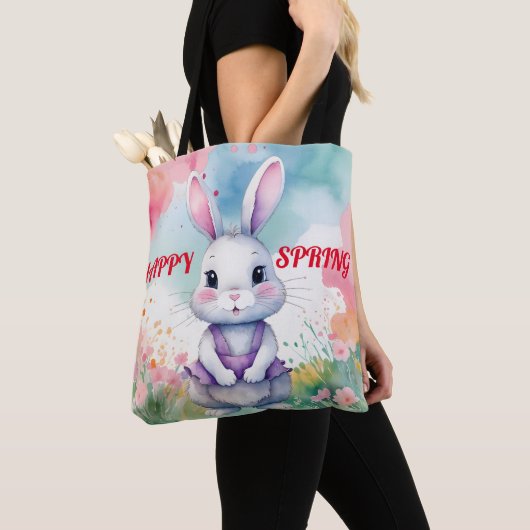 Baby Bunny in het voorjaar Tote Bag (Dichtbij)