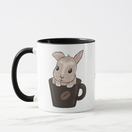 Baby bunny in mug mok (Links)