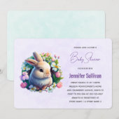 Baby Bunny in Spring Flowers Baby shower Kaart (Voorkant / Achterkant)