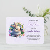 Baby Bunny in Spring Flowers Baby shower Kaart (Staand voorkant)