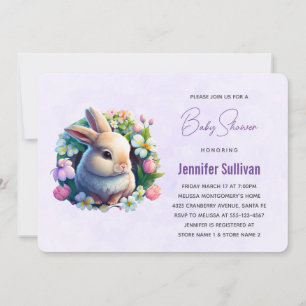 Baby Bunny in Spring Flowers Baby shower Kaart