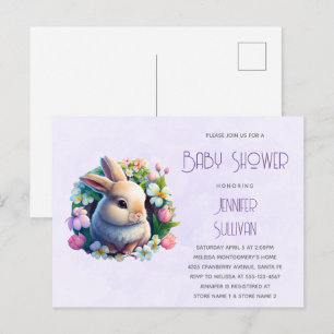 Baby Bunny in Spring Flowers Baby shower Uitnodiging Briefkaart